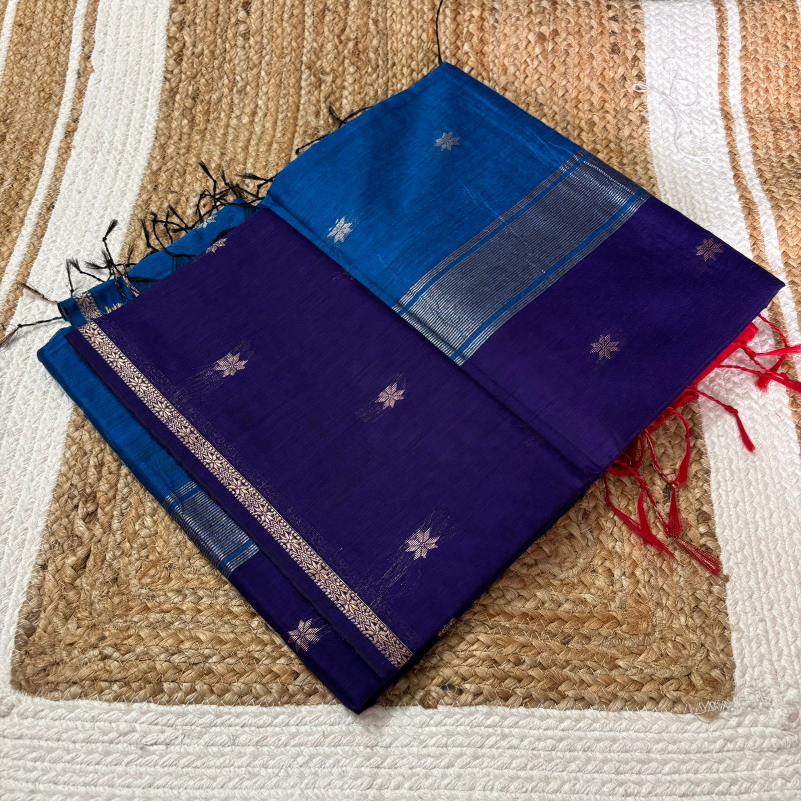 Cobalt Blue & Indigo Maheshwari Silk Cotton