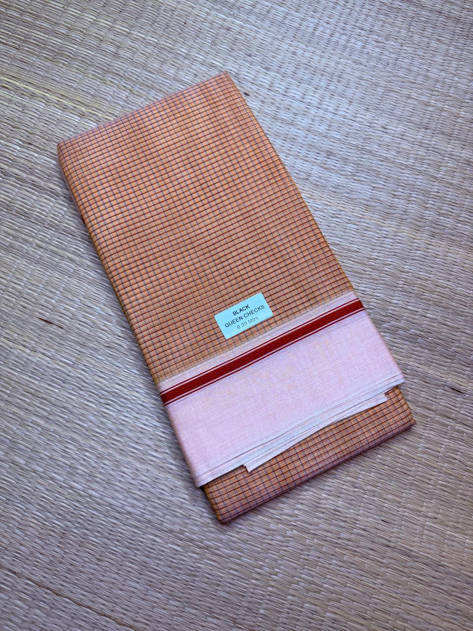Marigold & Rust Queen Checks Patteda Anchu