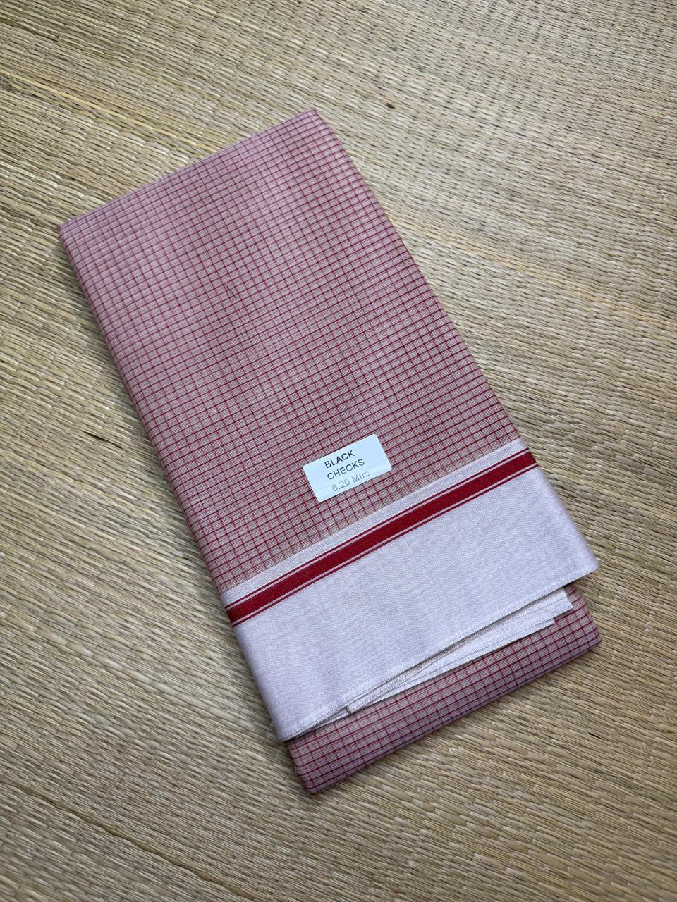 Rose Pink & Ivory Black Checks Patteda Anchu